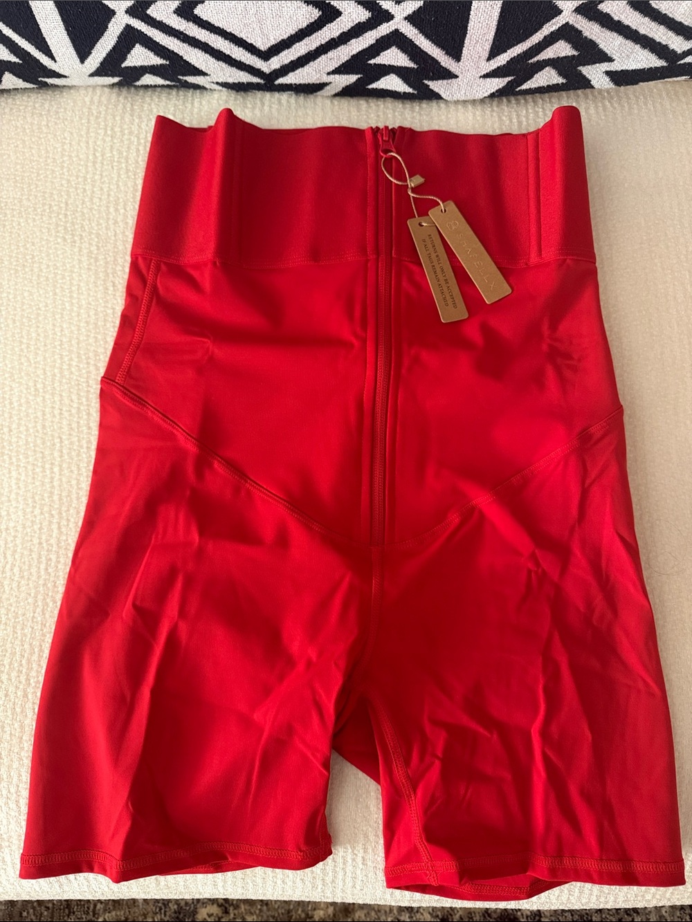SHAPELLX, Red High-Waist Shapewear Shorts, Sz LG